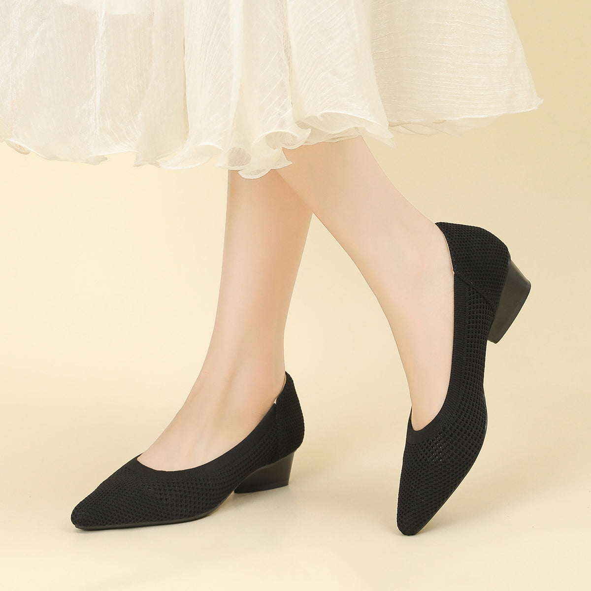 Mira Knit Pumps – 3cm Elegant Teardrop Heel