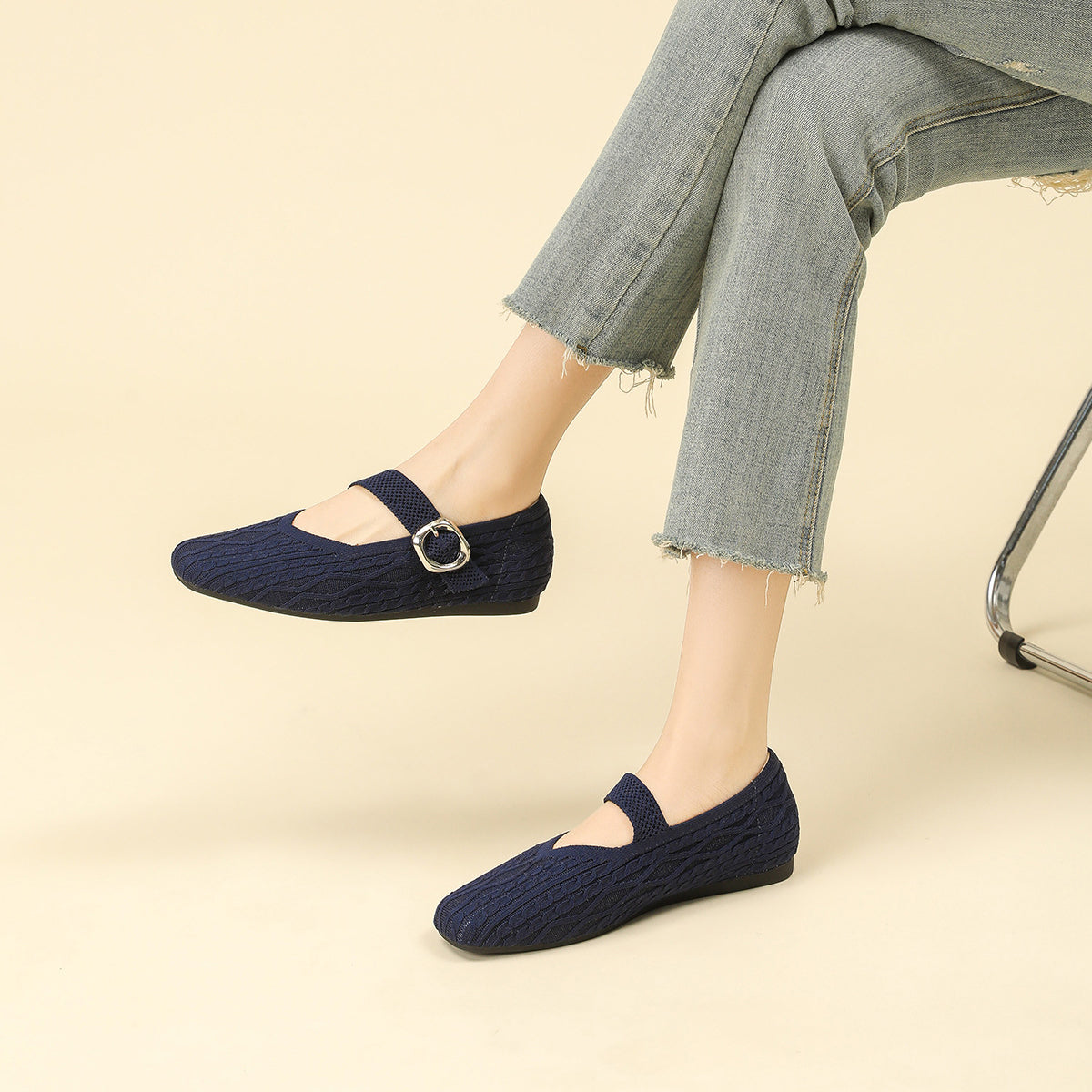 Clair Mary Jane Knit Flats – Lightweight Everyday Comfort