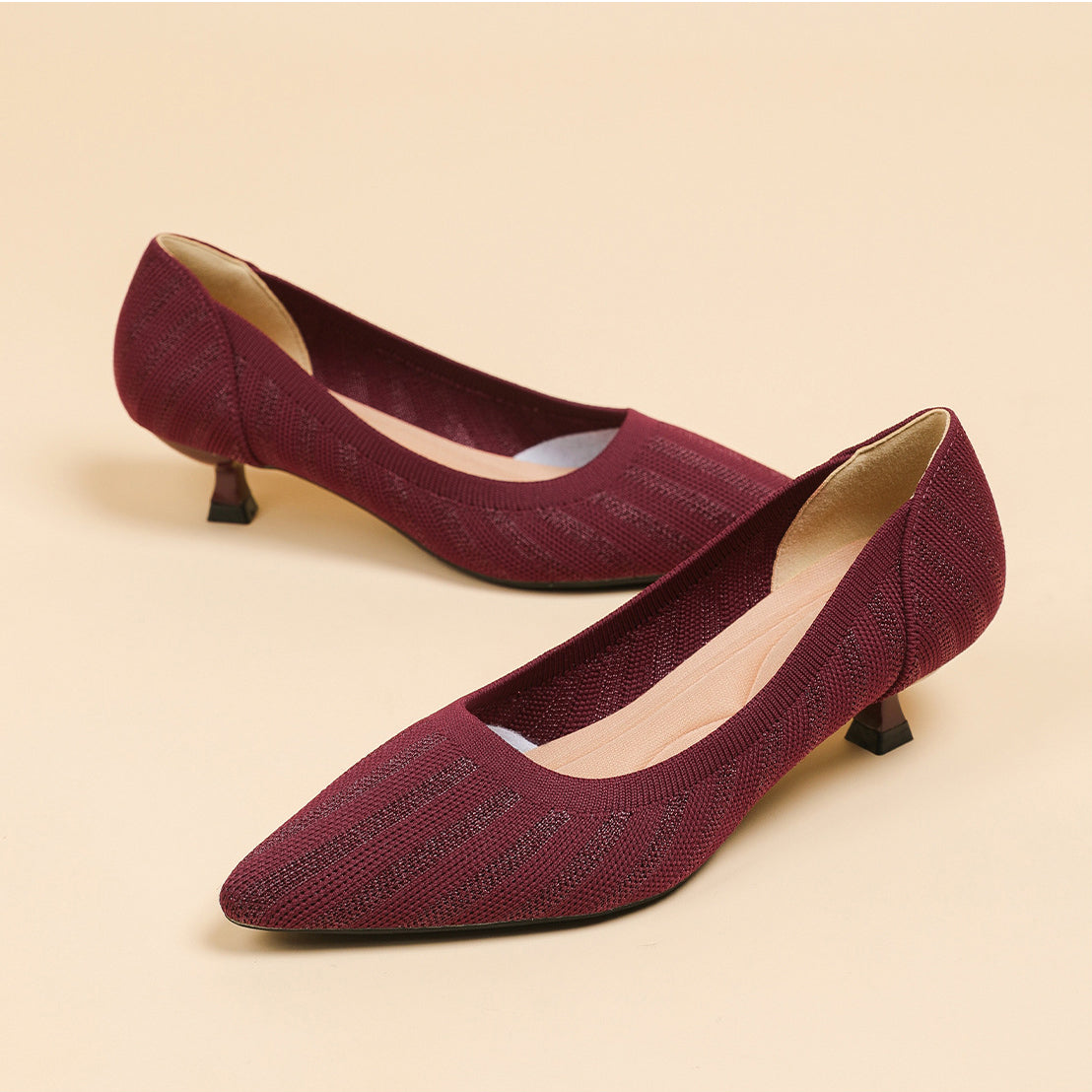 Lumiè Lisa Knit Pumps – 3cm Elegant Kitten Heel