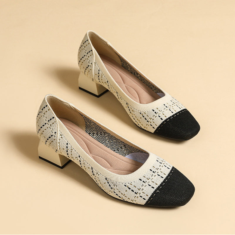 Chic Knit Pumps – 4cm Comfortable Block Heel
