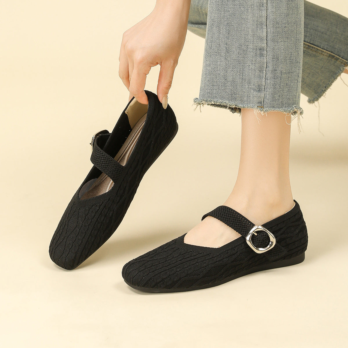 Clair Mary Jane Knit Flats – Lightweight Everyday Comfort