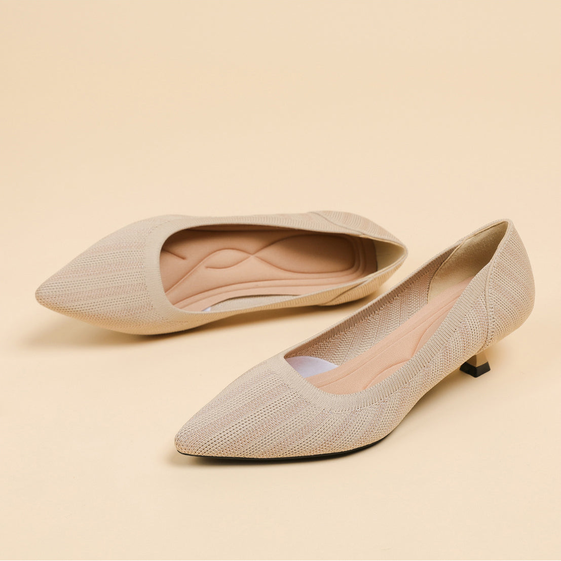 Lumiè Lisa Knit Pumps – 3cm Elegant Kitten Heel