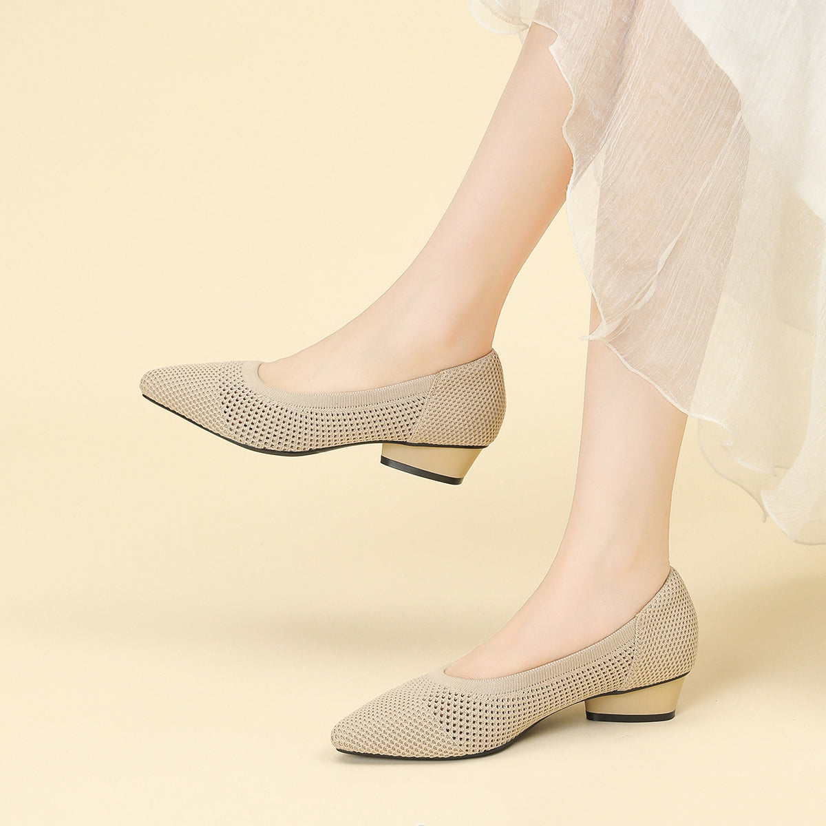 Mira Knit Pumps – 3cm Elegant Teardrop Heel