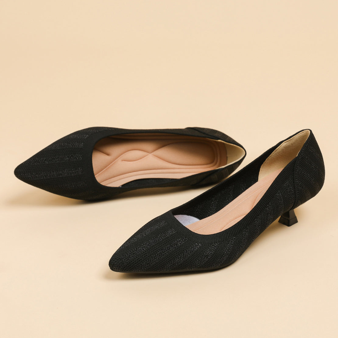 Lumiè Lisa Knit Pumps – 3cm Elegant Kitten Heel