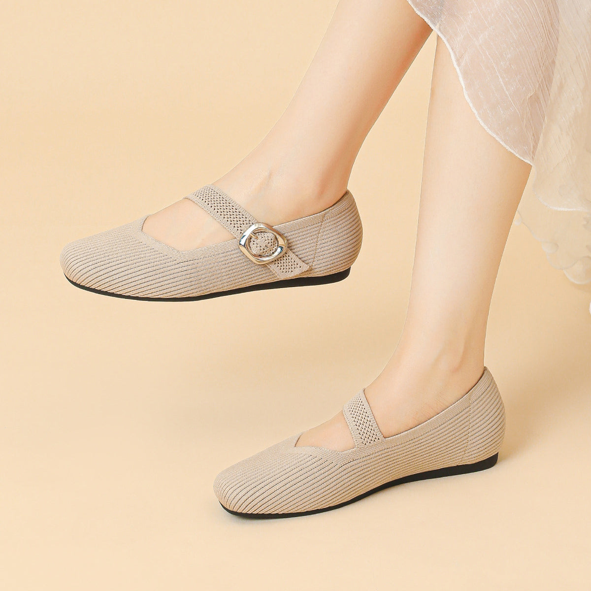 Mary Jane Knit Flats – Lightweight Comfort for Everyday Wear