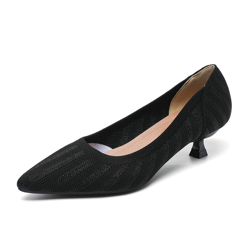 Lumiè Lisa Knit Pumps – 3cm Elegant Kitten Heel