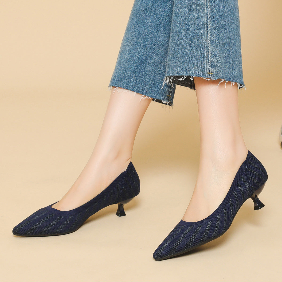 Lumiè Lisa Knit Pumps – 3cm Elegant Kitten Heel