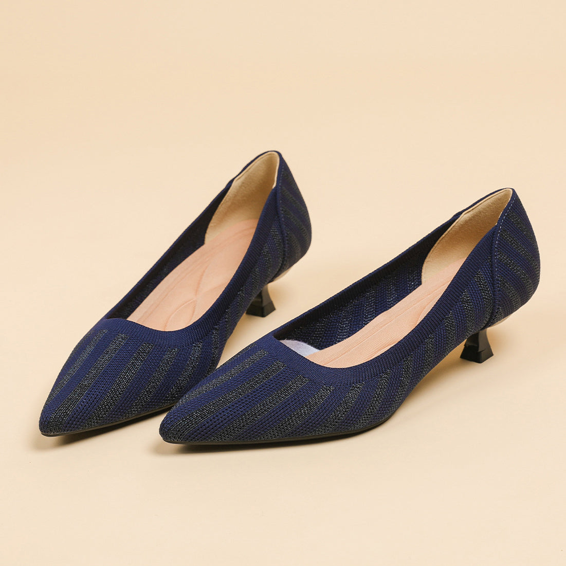 Lumiè Lisa Knit Pumps – 3cm Elegant Kitten Heel