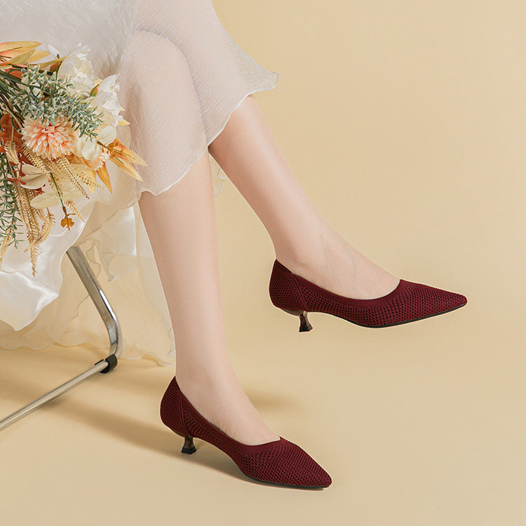 Lisa Knit Pumps – 3cm Elegant Kitten Heel