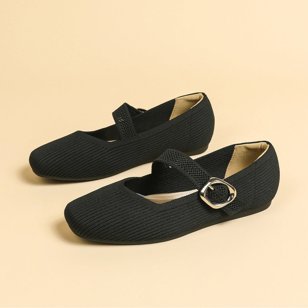 Mary Jane Knit Flats – Lightweight Comfort for Everyday Wear