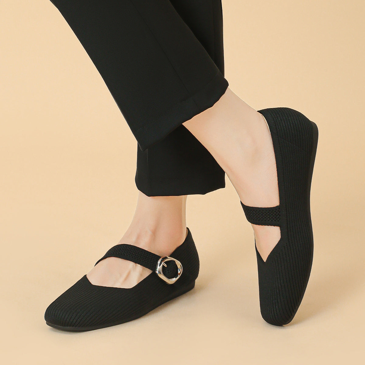 Mary Jane Knit Flats – Lightweight Comfort for Everyday Wear