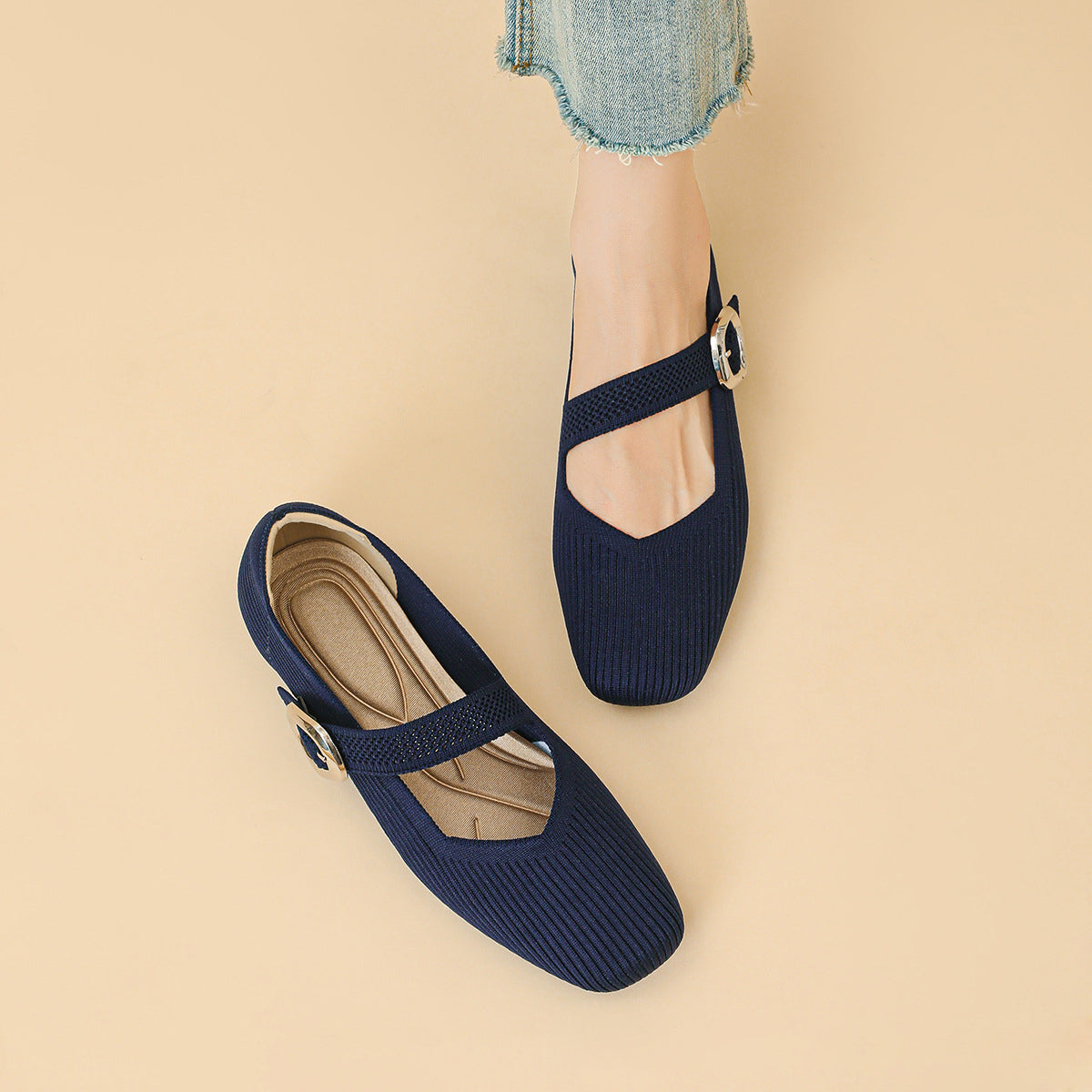 Mary Jane Knit Flats – Lightweight Comfort for Everyday Wear