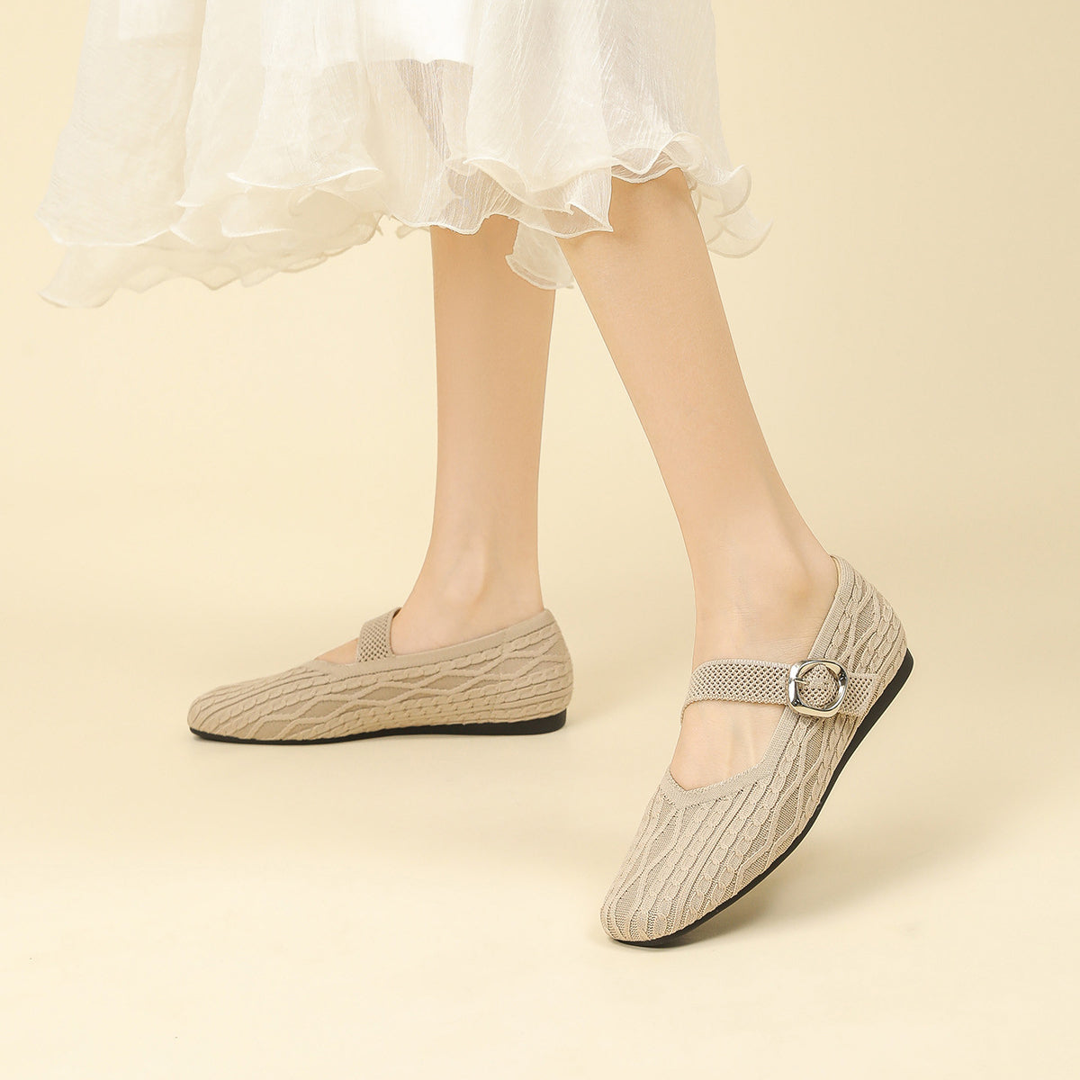 Clair Mary Jane Knit Flats – Lightweight Everyday Comfort