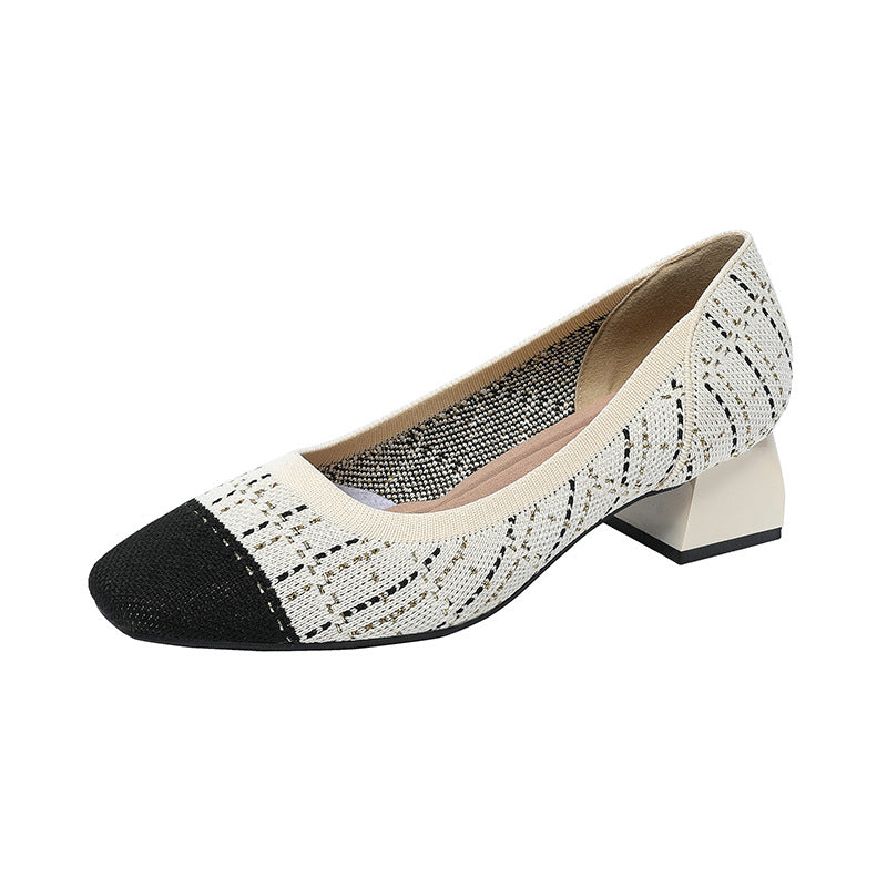 Chic Knit Pumps – 4cm Comfortable Block Heel