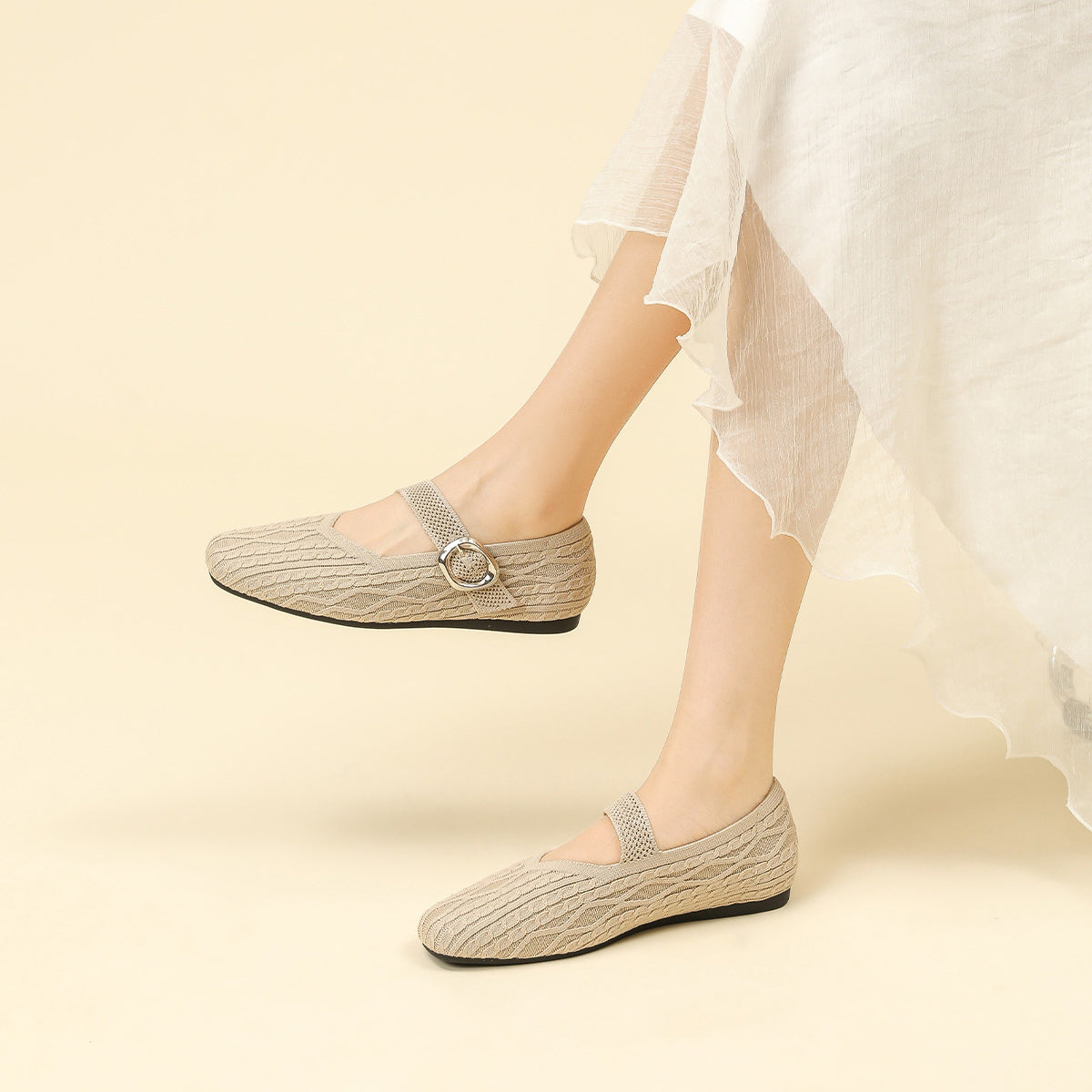 Clair Mary Jane Knit Flats – Lightweight Everyday Comfort