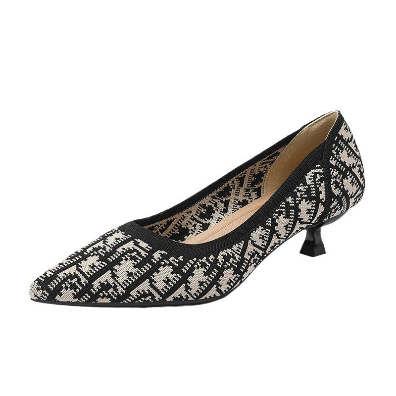 Lisa Houndstooth Knit Pumps – 3cm Elegant Kitten Heel