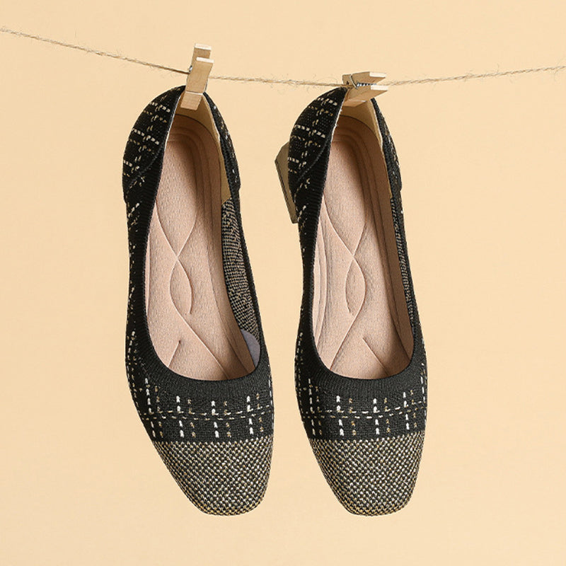 Chic Knit Pumps – 4cm Comfortable Block Heel