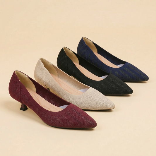 Lumiè Lisa Knit Pumps – 3cm Elegant Kitten Heel