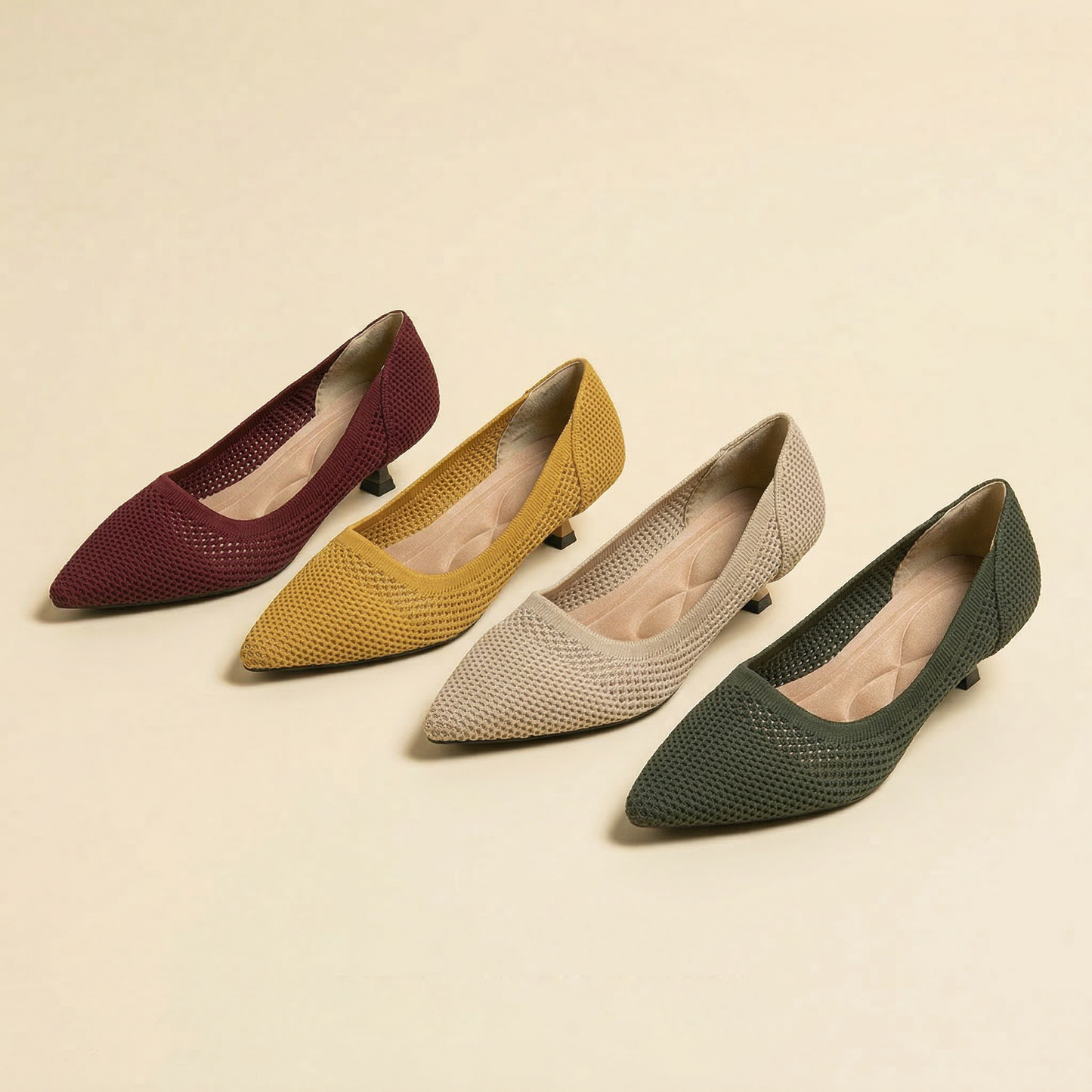 Lisa Knit Pumps – 3cm Elegant Kitten Heel